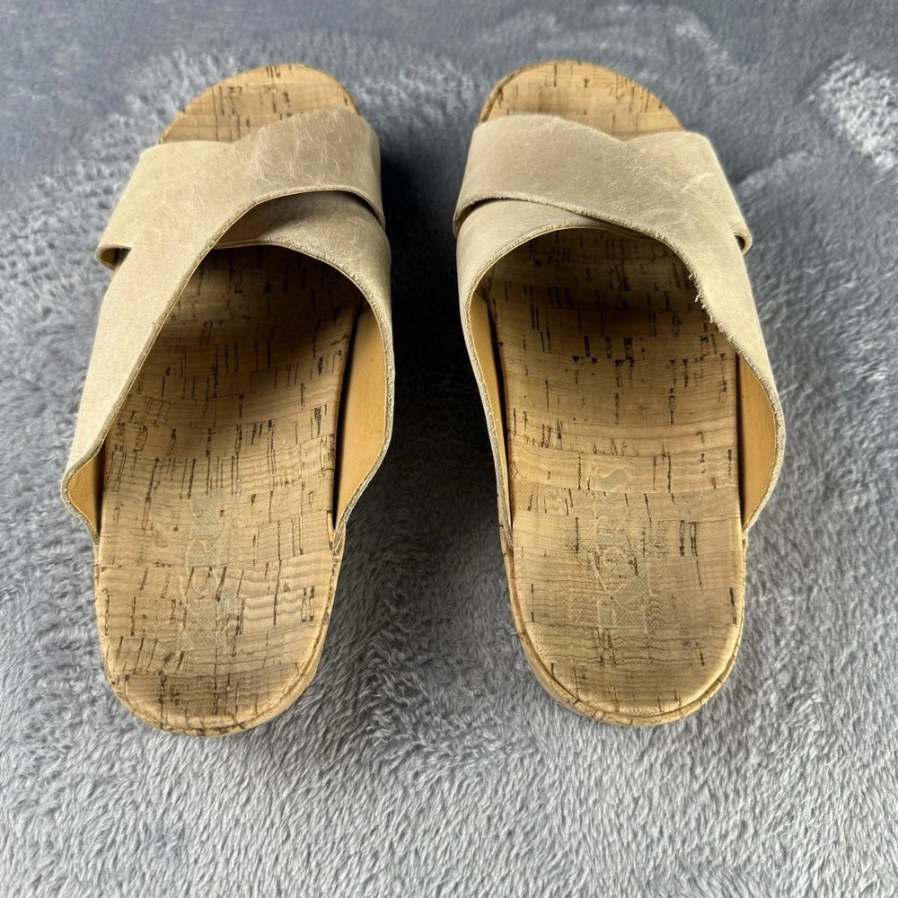 Korks by Kork Ease Joly Sandals Cross Strap Slip On Beige Bone Q38402 Womens 7M
